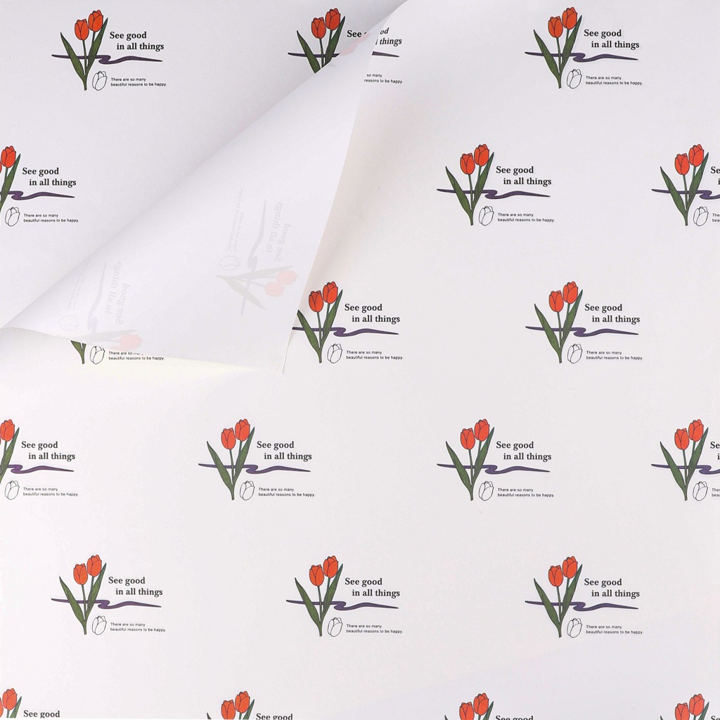 Xấp 10 tờ giấy gói hoa, giấy gói quà hình hoa tulip, giấy dày cứng