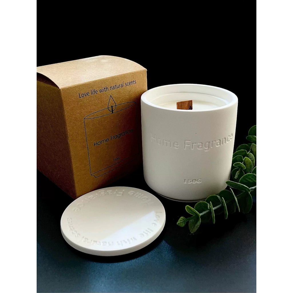 Hũ nến thơm tông trắng làm quà tặng, đồ decor 80g, cốc gốm