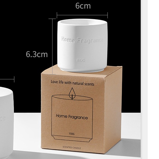 Hũ nến thơm tông trắng làm quà tặng, đồ decor 80g, cốc gốm