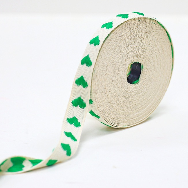 Ruy băng vải thêu hình trái tim, bản rộng 1.6cm
