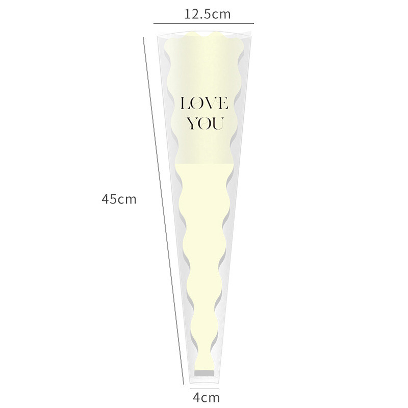 Xấp 20 túi kiếng đựng cành hoa nhiều màu viền sóng in chữ Love You