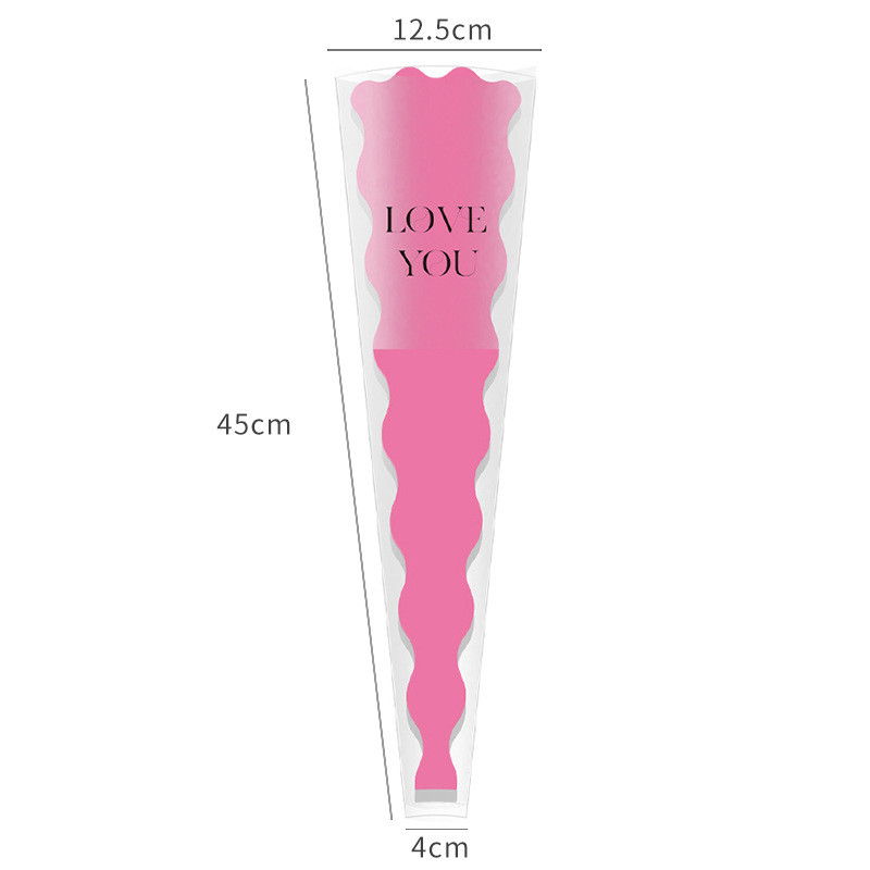 Xấp 20 túi kiếng đựng cành hoa nhiều màu viền sóng in chữ Love You