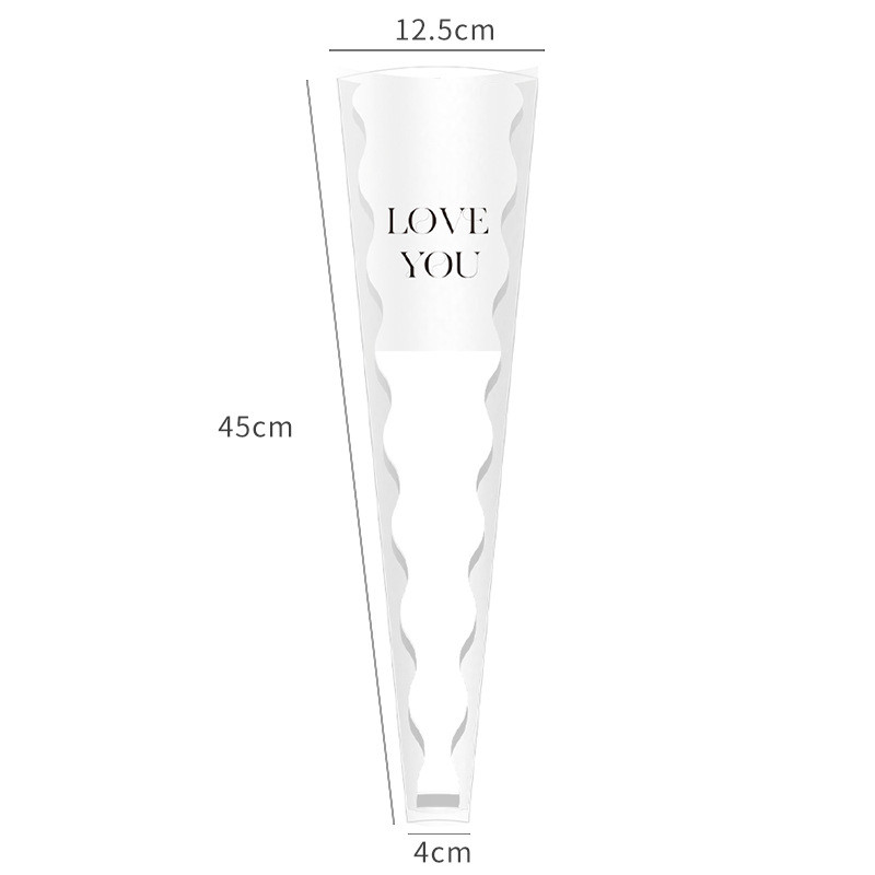Xấp 20 túi kiếng đựng cành hoa nhiều màu viền sóng in chữ Love You