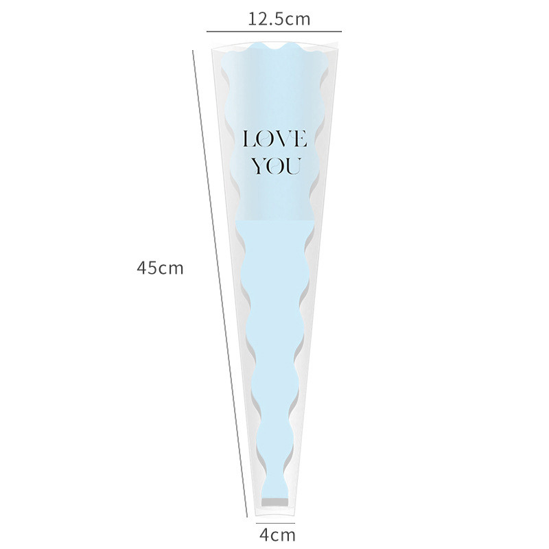 Xấp 20 túi kiếng đựng cành hoa nhiều màu viền sóng in chữ Love You