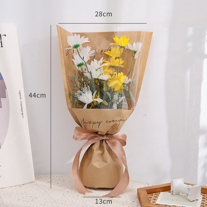 Set 5 túi giấy kiếng in chữ đựng bó hoa làm quà tặng