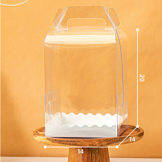 Hộp mica đế trắng ren đựng bánh kem, hộp đựng hoa, trái cây, quà tặng