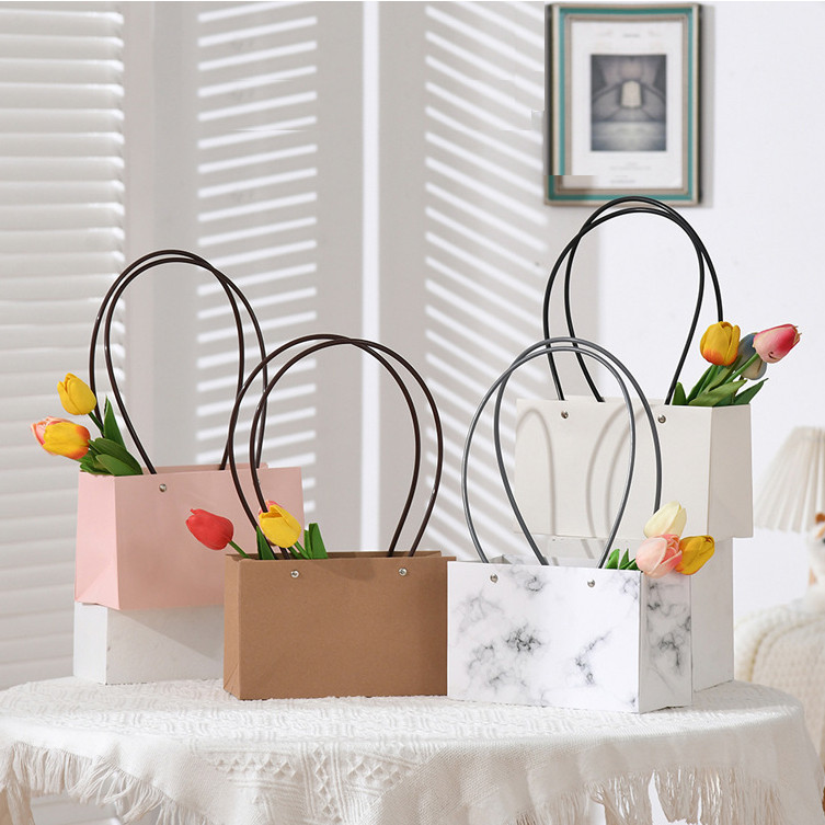 Set 10 túi giấy đựng hoa hình chữ nhật có quai cầm cao cấp