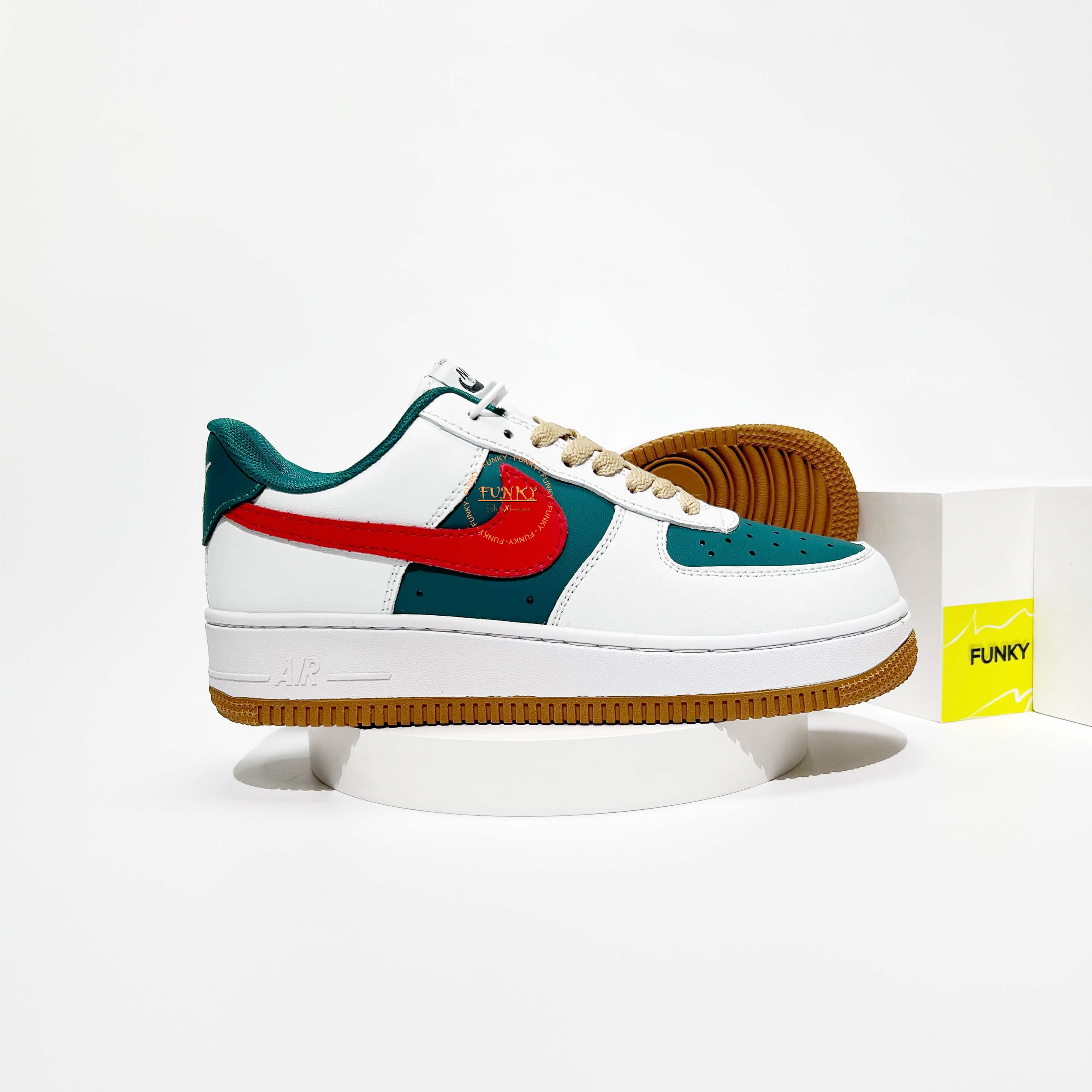 Giày Air Force 1 Low By You Custom Phối Xanh Đỏ Cao Cấp