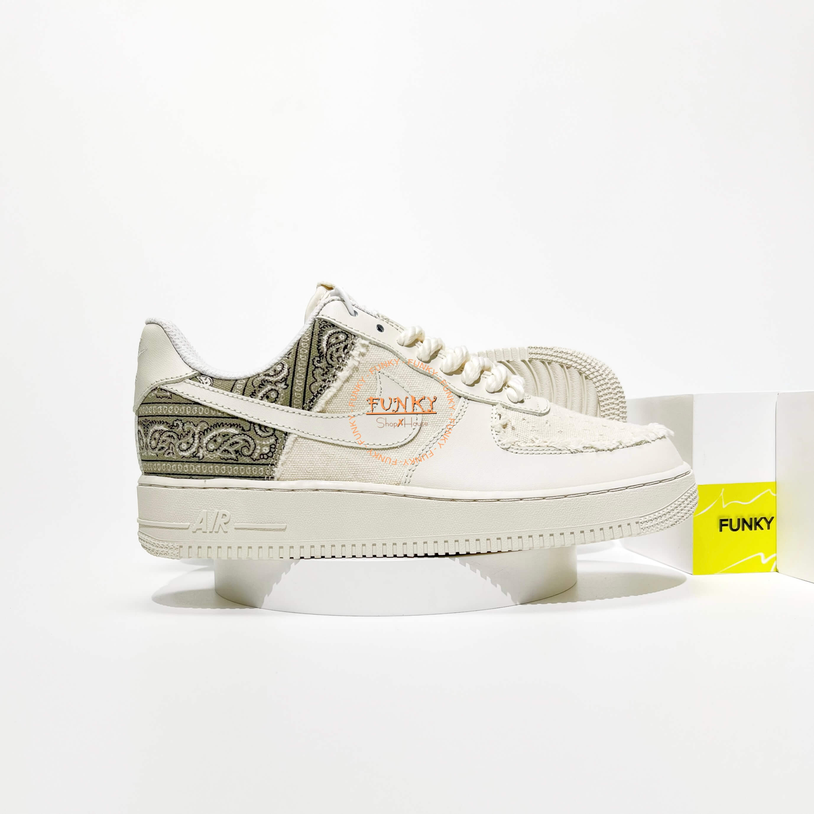 Giày Air Force 1 Low Custom Paisley Dây Thừng Vàng Cao Cấp
