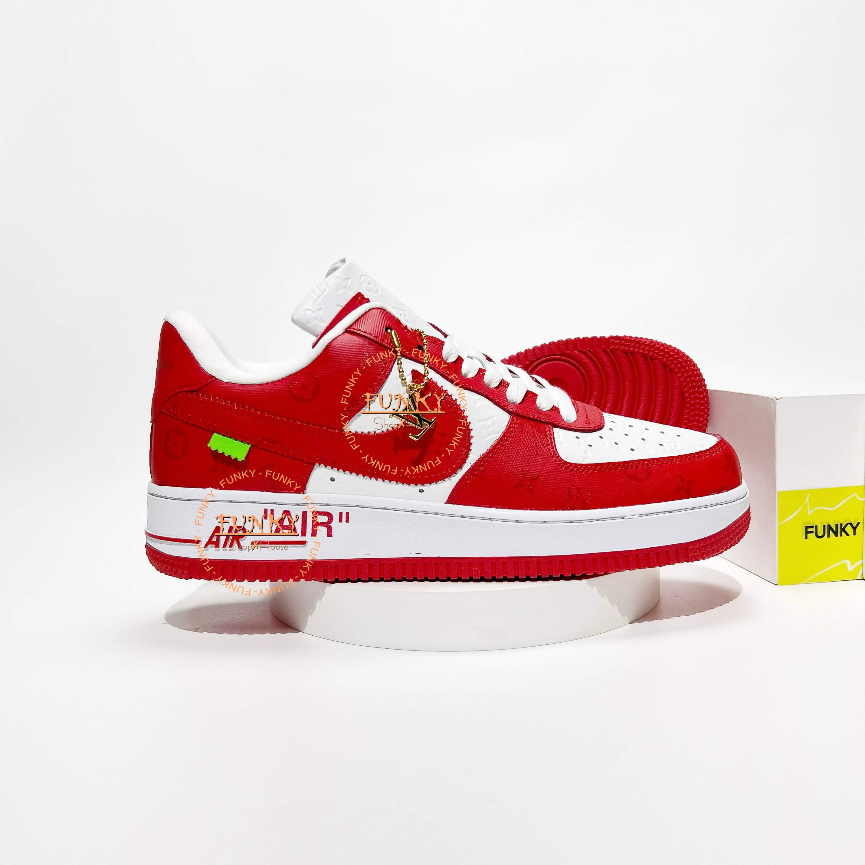 Giày L V x N ike Air Force 1 phối Monogram Đỏ