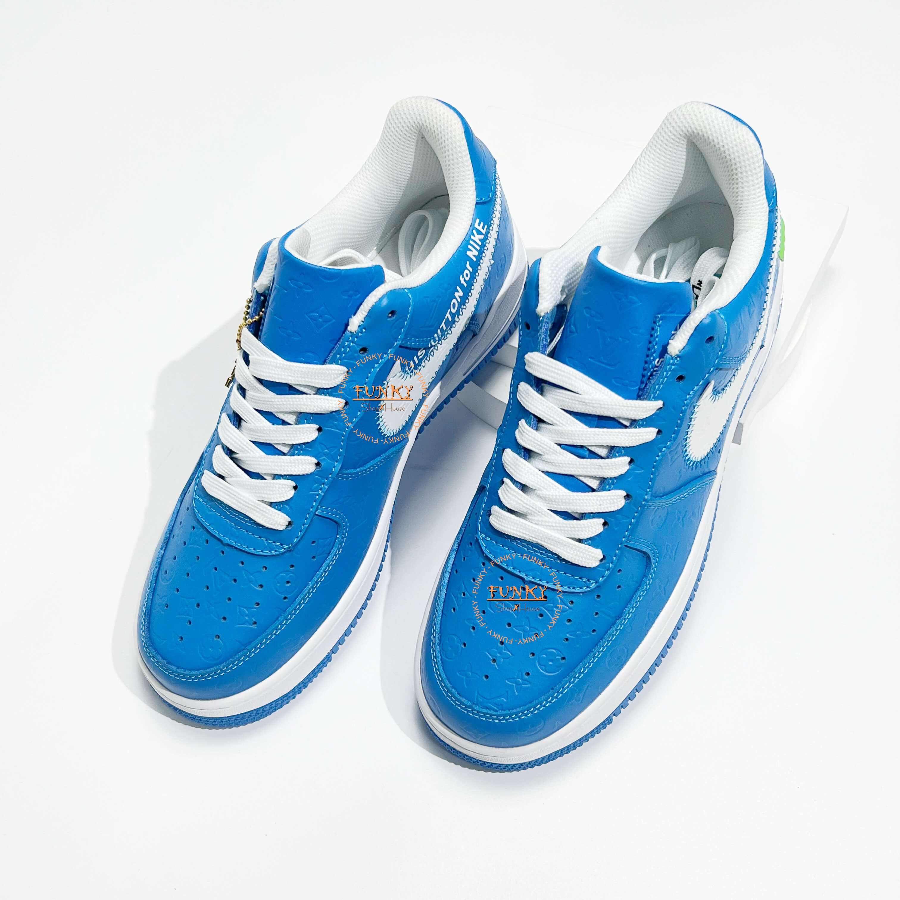 Giày L V x N ike Air Force 1 Monogram Xanh Dương