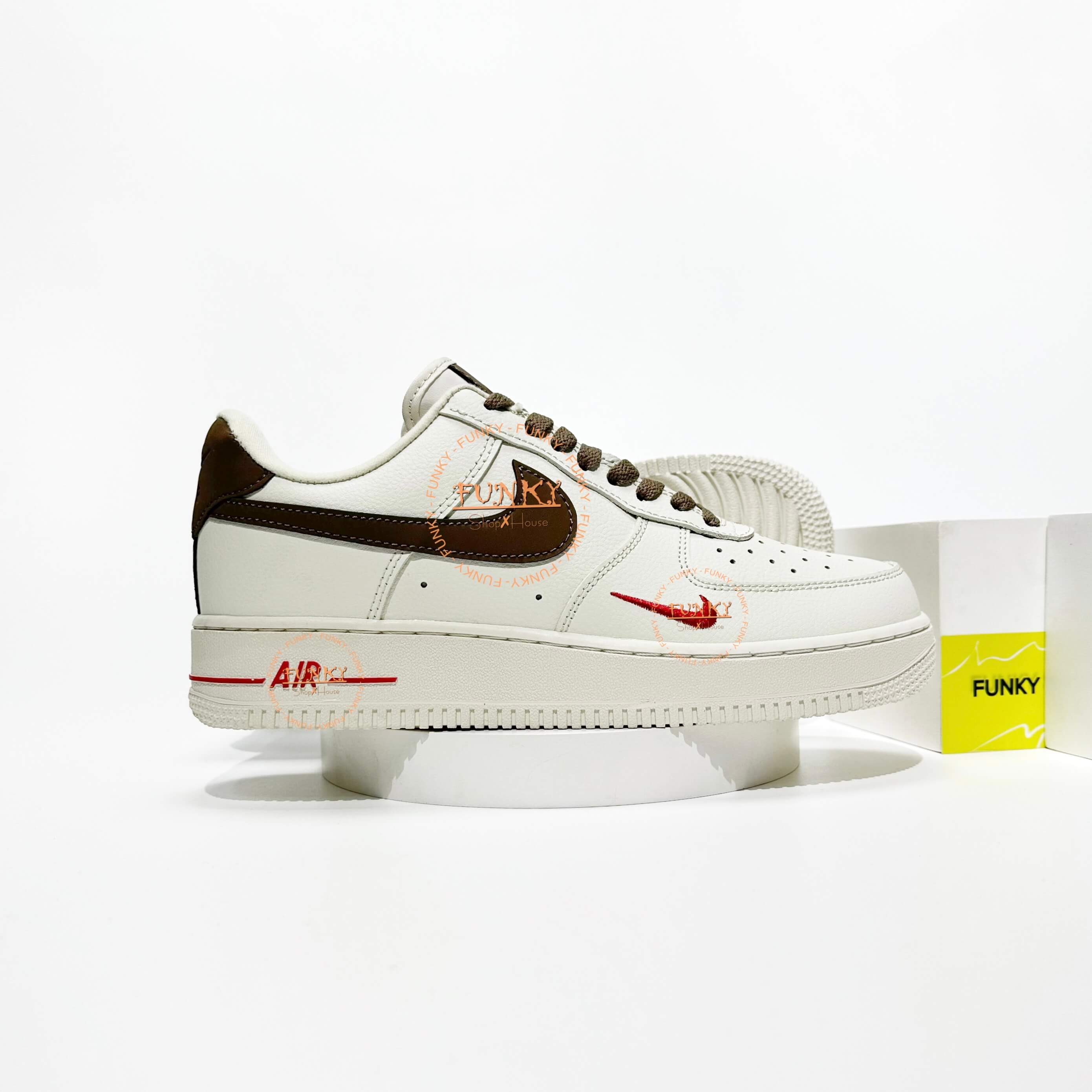 Giày Air Force 1 Low White Brown Cao Cấp