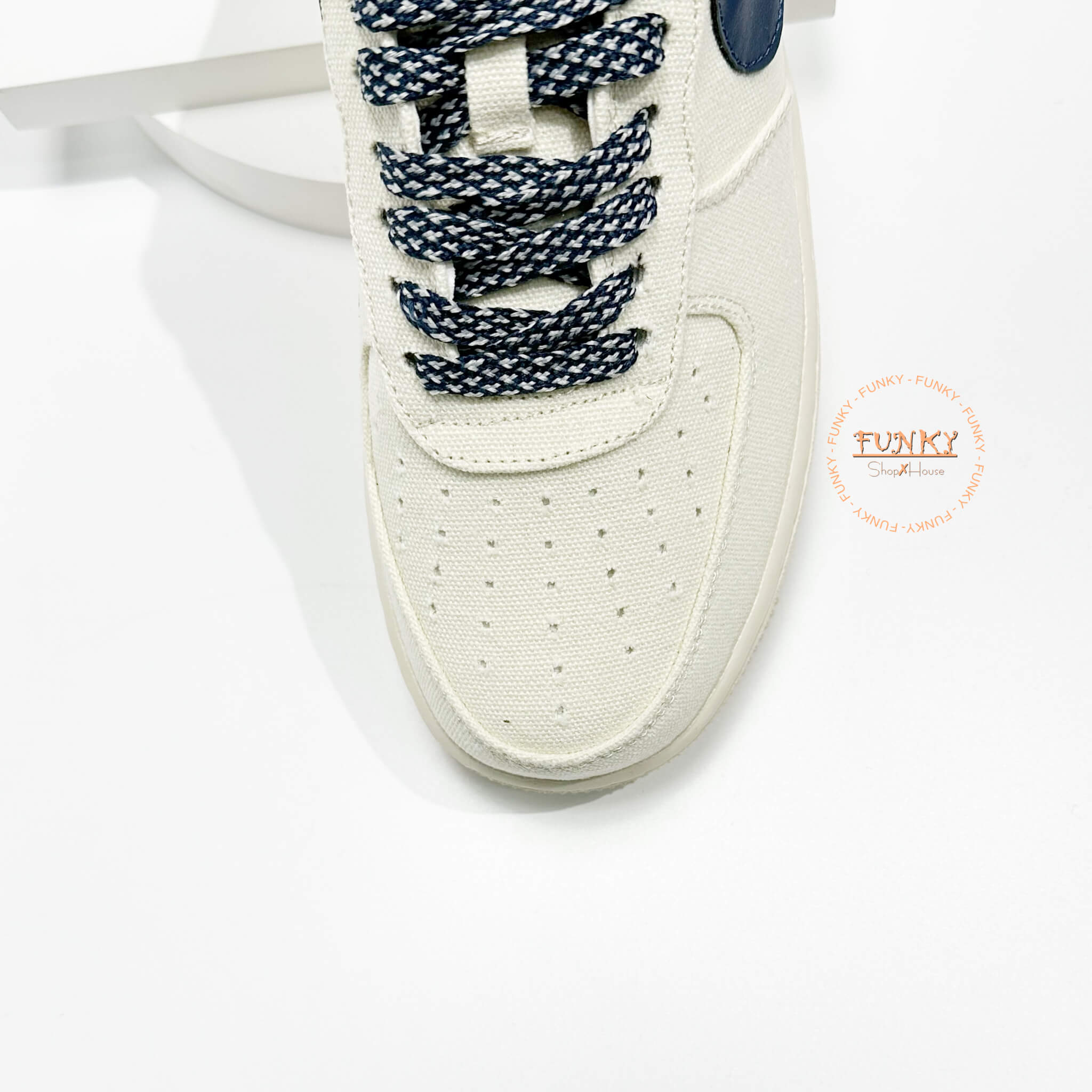 Giày N I K E Air Force 1 Low Canvas Stussy Navy Cao Cấp