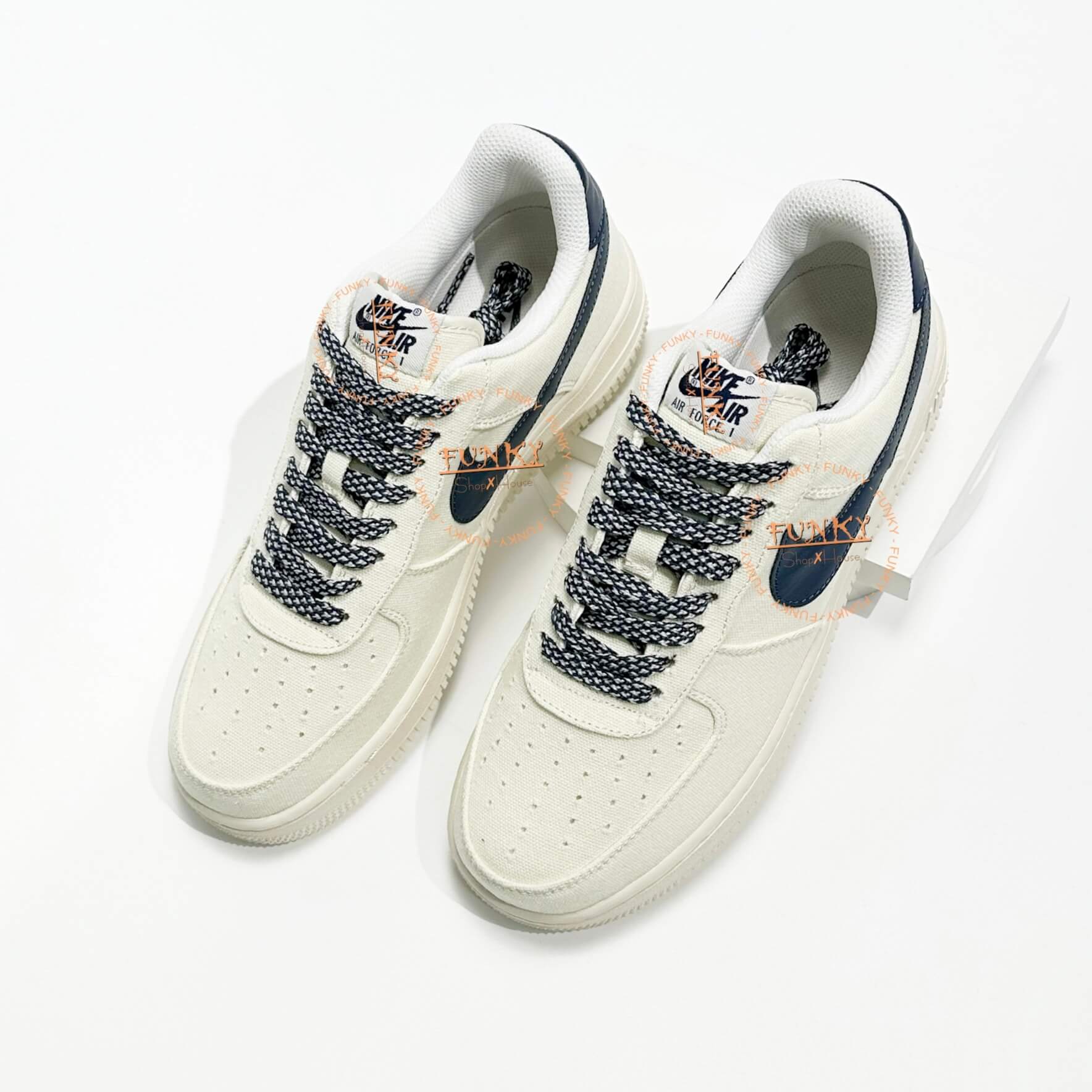 Giày N I K E Air Force 1 Low Canvas Stussy Navy Cao Cấp