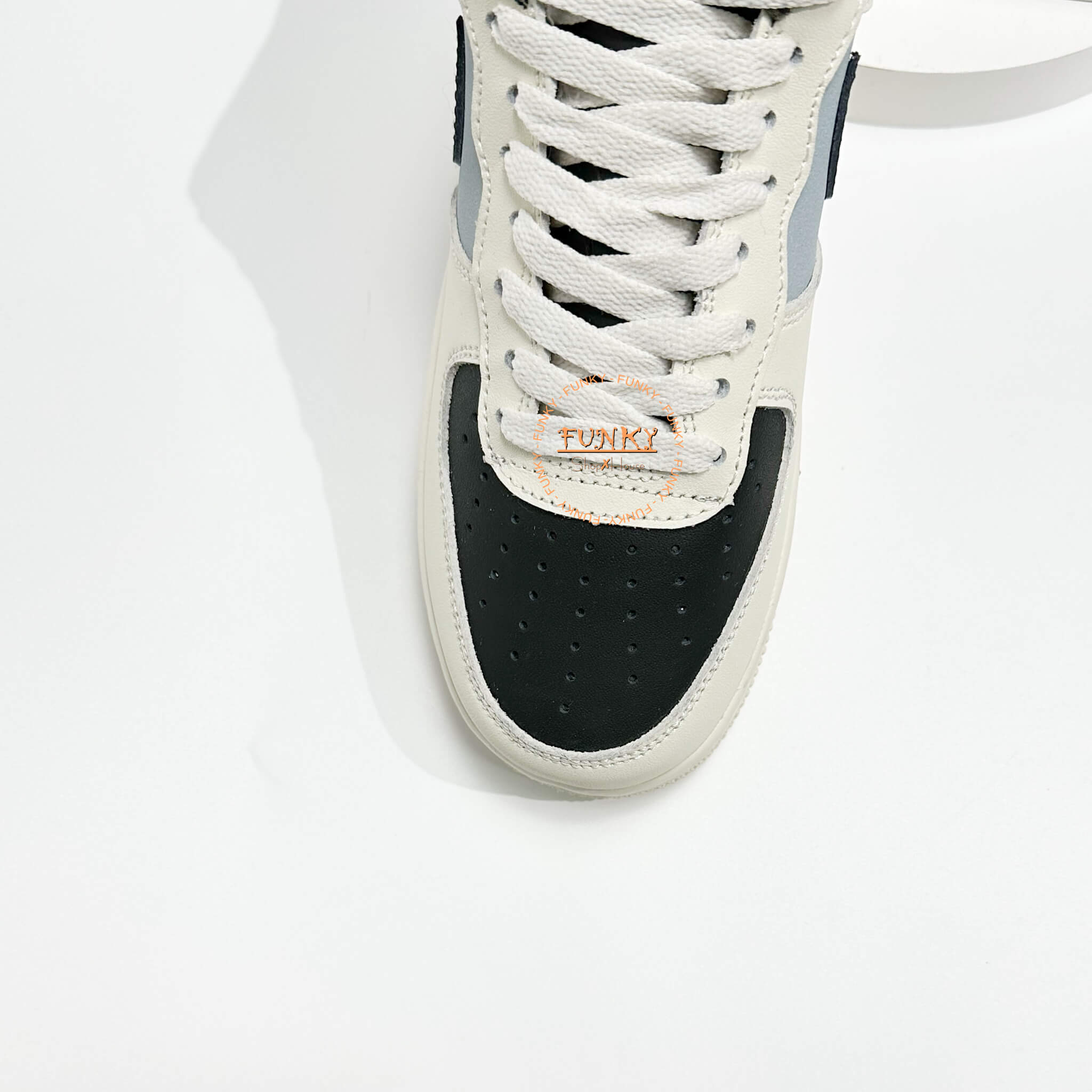 Giày N I K E Air Force 1 Low Cream Black Swoosh Cao Cấp