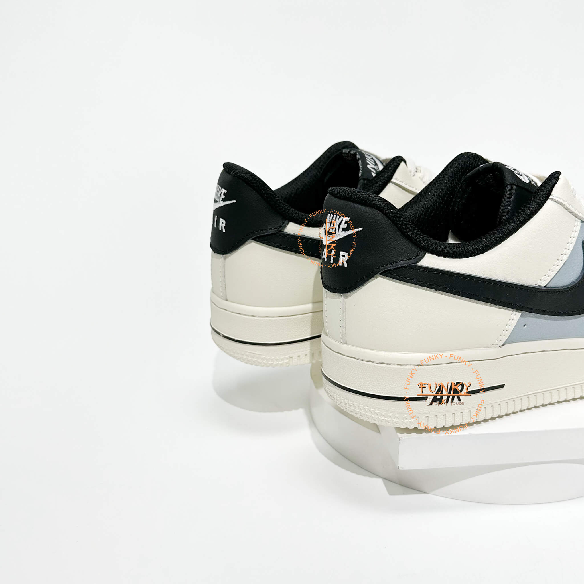 Giày N I K E Air Force 1 Low Cream Black Swoosh Cao Cấp