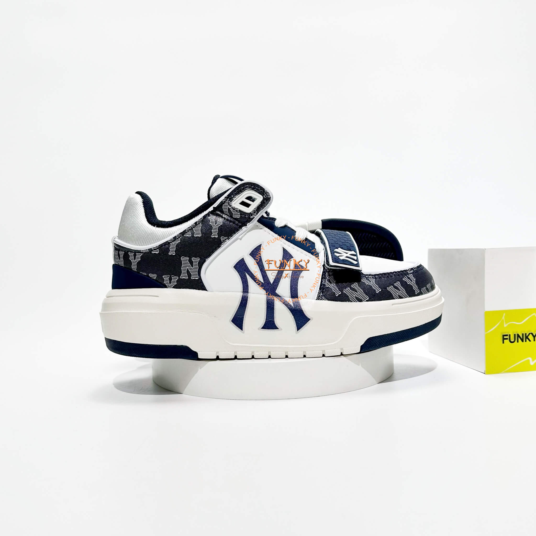 Giày M L B Chunky Liner Mid Denim NY Xanh Cao Cấp
