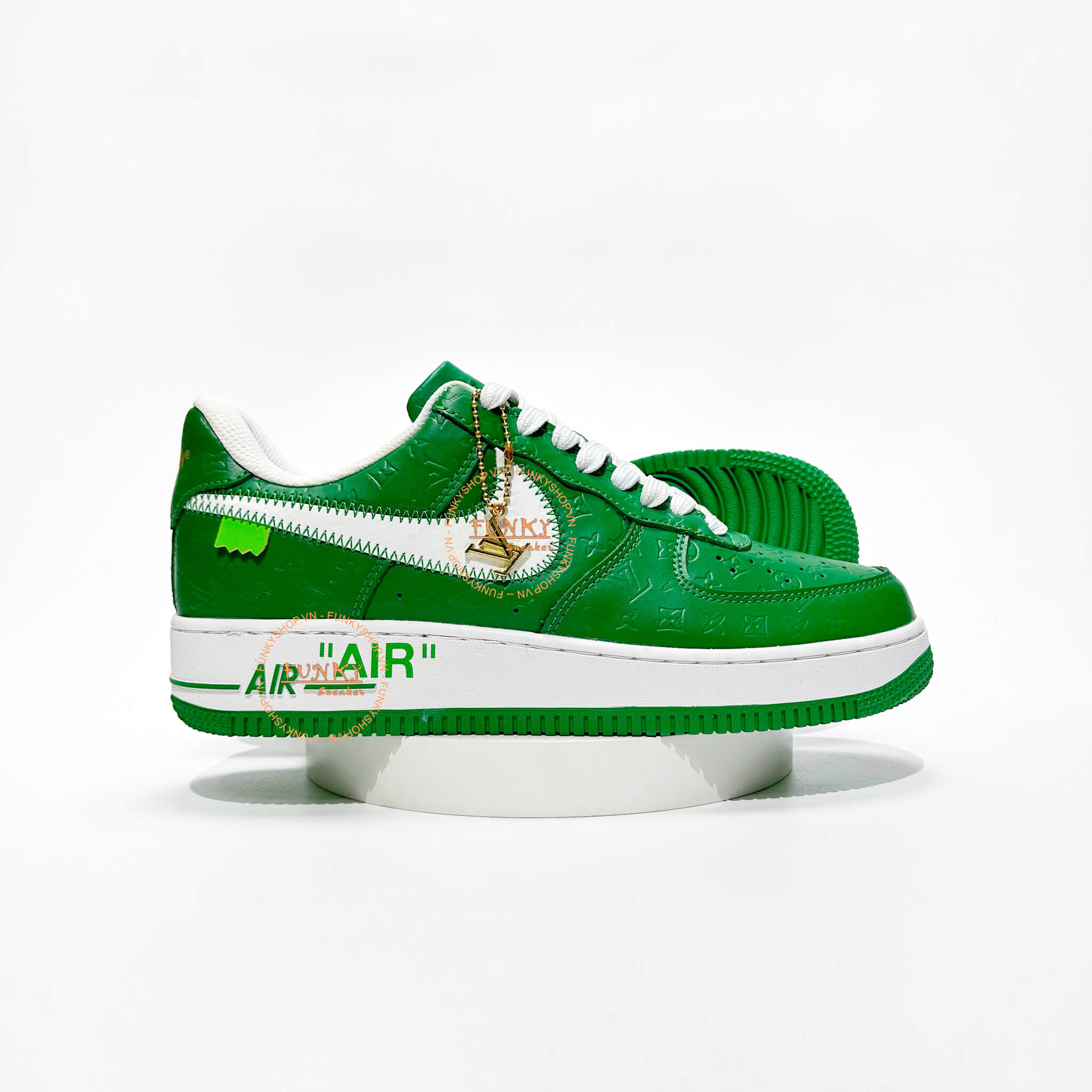 Giày L V x N ike Air Force 1 Monogram Xanh Lá Cao Cấp