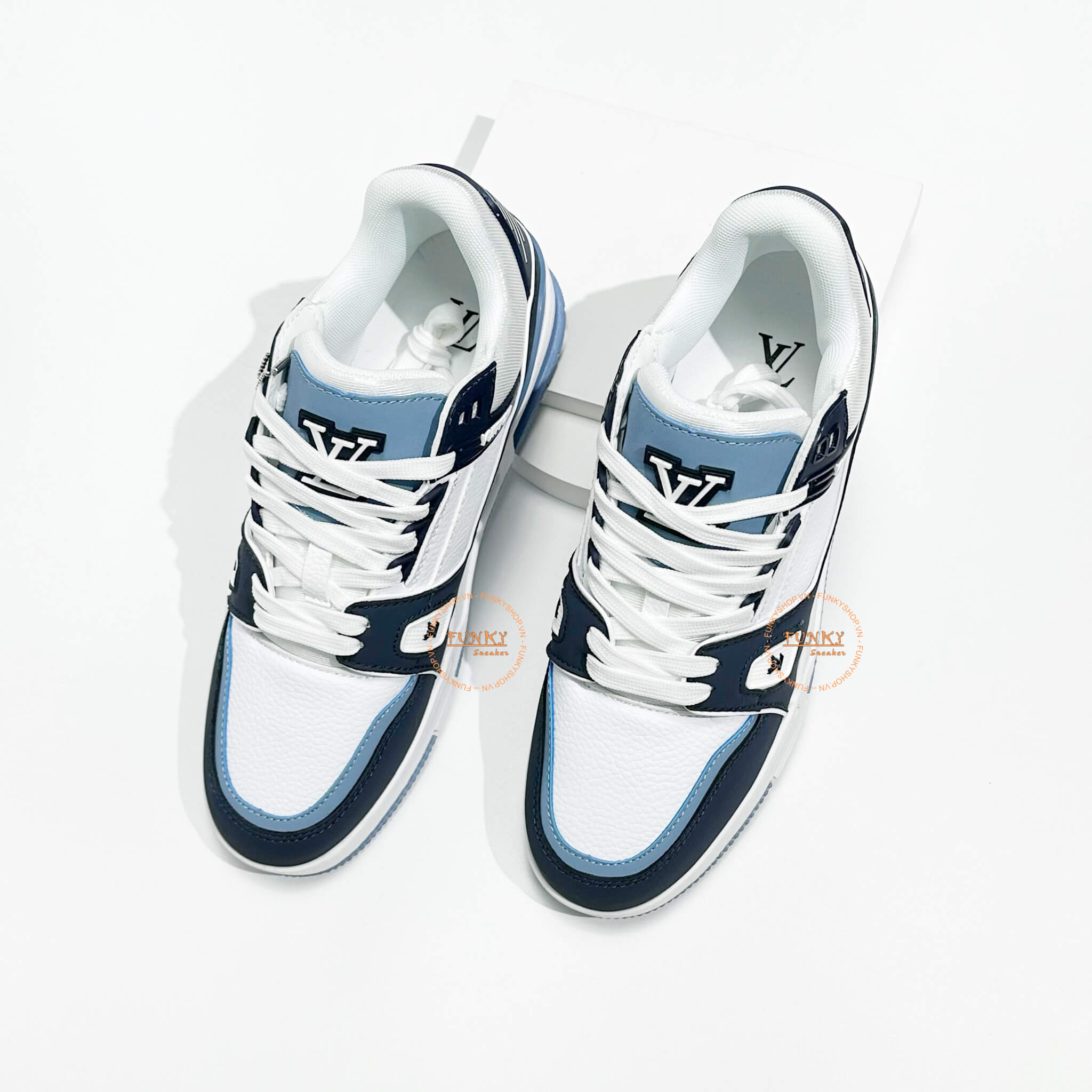 Giày L V Trainer Xanh phối Navy Cao Cấp