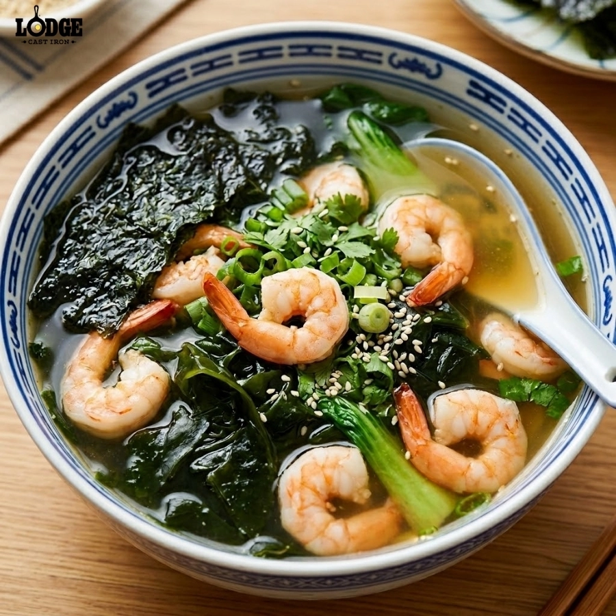 Canh rong biển nấu với tôm chứa nhiều dưỡng chất thanh đạm
