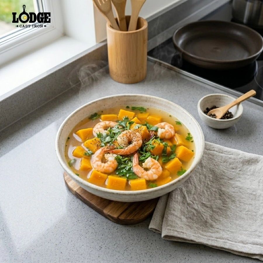 Món canh bí đỏ nấu với tôm