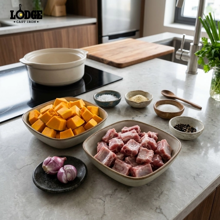 Những nguyên liệu cần chuẩn bị để nấu món canh bí đỏ sườn non