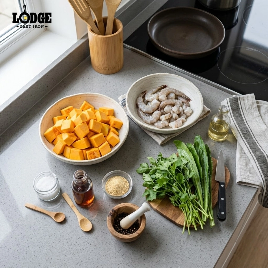 Những nguyên liệu cần chuẩn bị để nấu món canh tôm bí đỏ