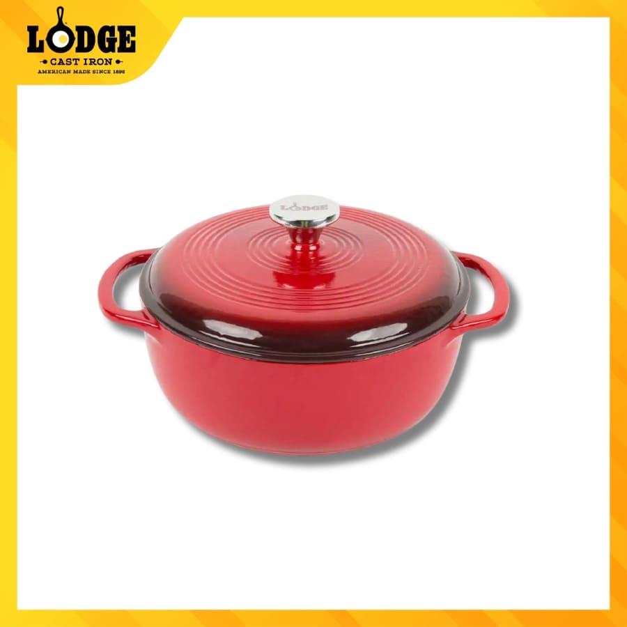 Nồi gang LODGE tráng men màu đỏ - 4.35L