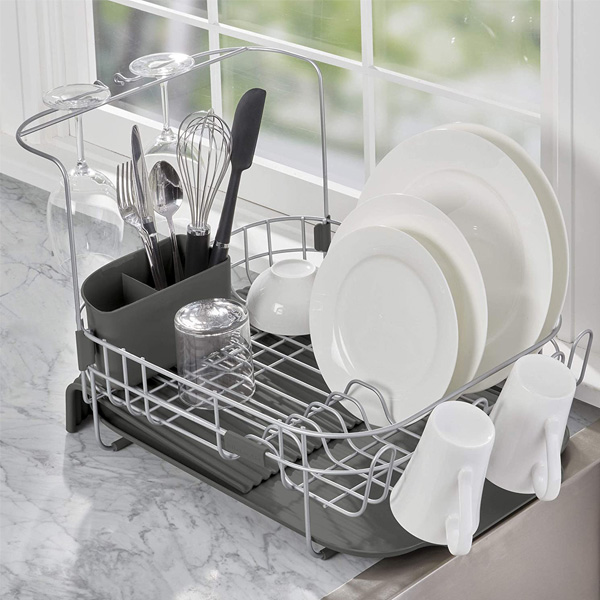 Kệ chén đĩa bằng thép không gỉ KitchenAid Expandable - Màu xám