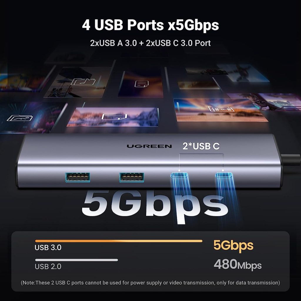 Hub USB Type C 9 in 1 to HDMI, 2 USB 3.0, 2 USB C, Lan RJ45, SD/TF, PD 100W Ugreen 15375