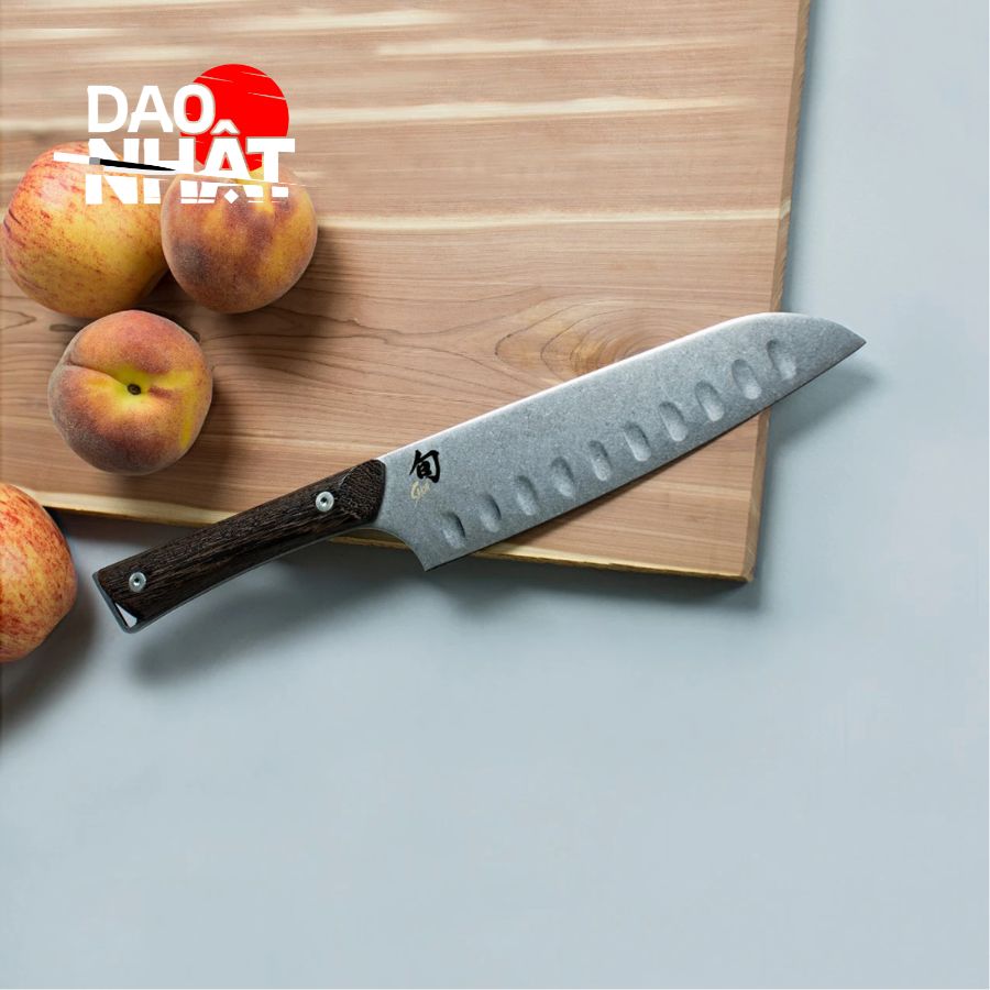 Dao thép carbon - Dao Santoku Hollow Shun Kanso