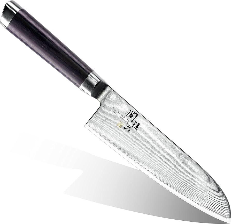 Dao Nhật KAI - Dao Santoku Seki Magoroku Damascus - 16.5cm
