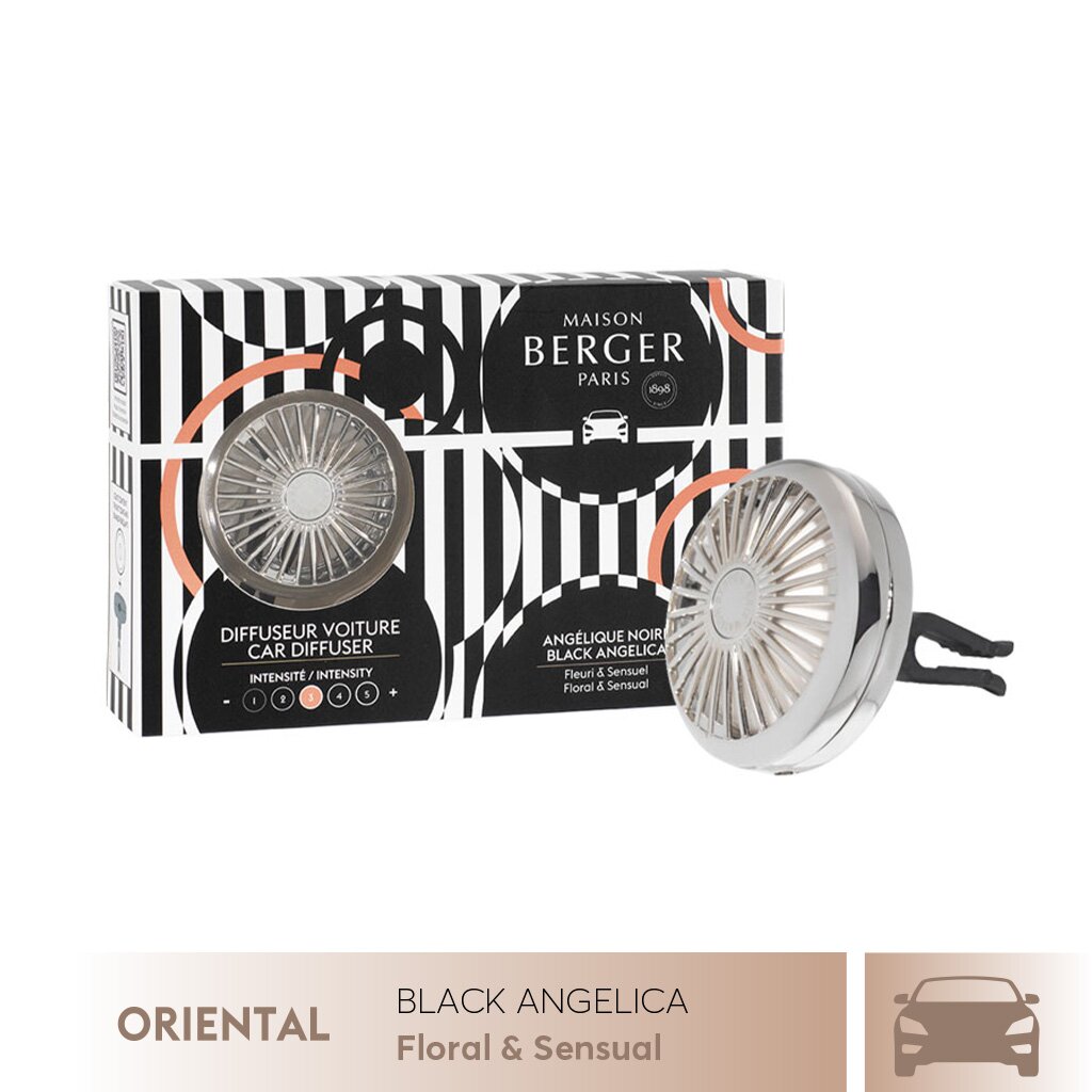 Maison Berger - Bộ kẹp tinh dầu xe hơi Illusion Black Angelica - 2 món