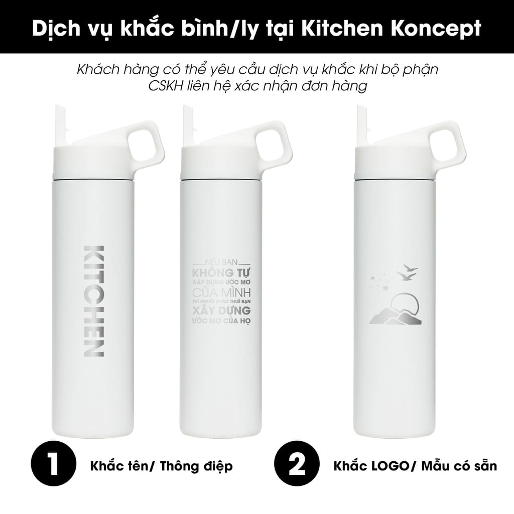 MiiR - Bình giữ nhiệt có ống hút màu Bạch nguyệt quang - 591ml