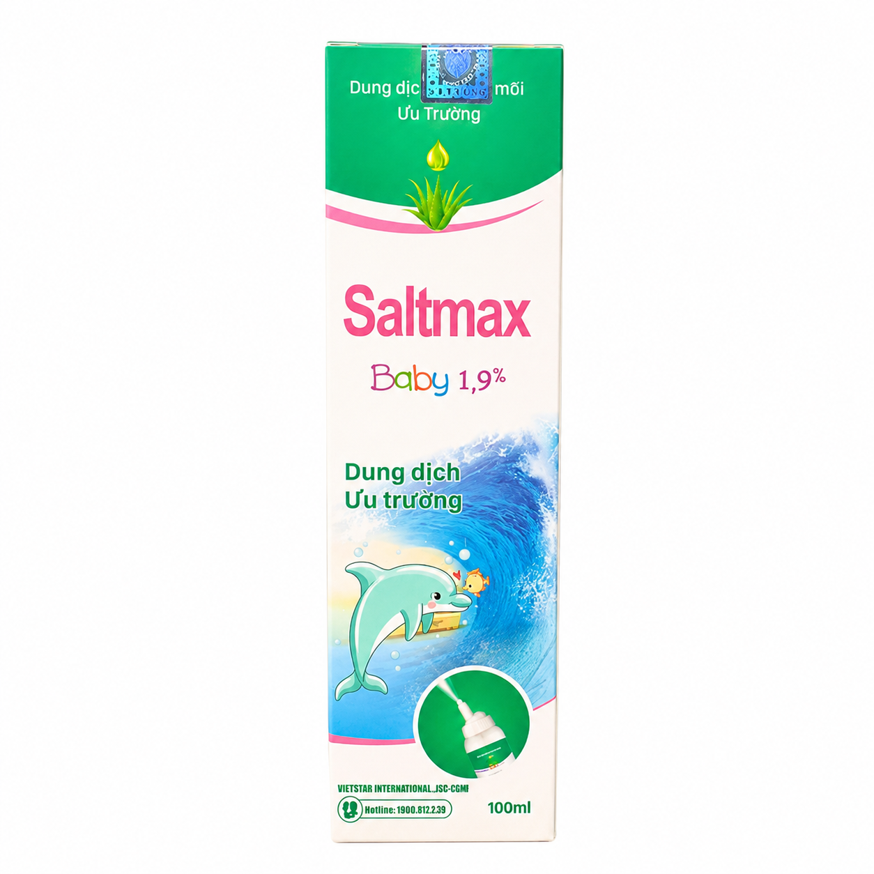 Dung dịch xịt mũi ưu trương Saltmax Baby 1,9% 100ml – Hỗ trợ vệ sinh mũi, làm sạch chất nhầy, giảm nghẹt mũi cho trẻ em và người lớn