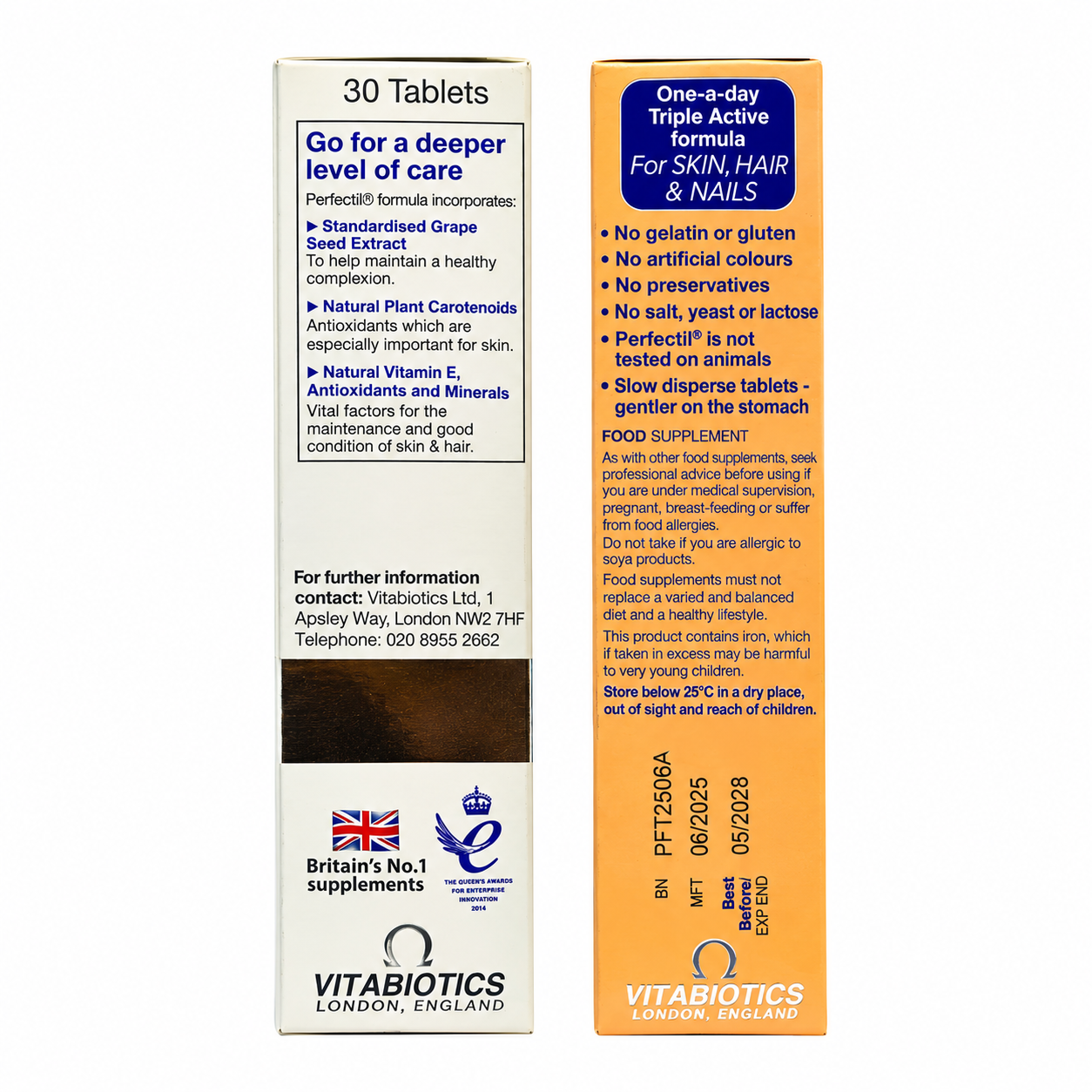Perfectil Tablets – Thực phẩm bảo vệ sức khỏe bổ sung vitamin, khoáng chất hỗ trợ sức khỏe da, tóc và móng – Vitabiotics – Hộp 30 viên