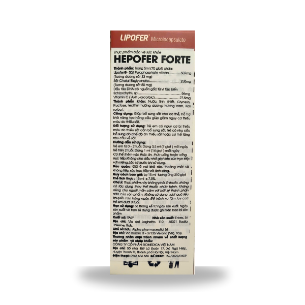 Sắt Nhỏ Giọt Hepofer Forte Iron Drops Bổ Sung Sắt Hữu Cơ, DHA Và Vitamin C Cho Bé Và Người Thiếu Máu