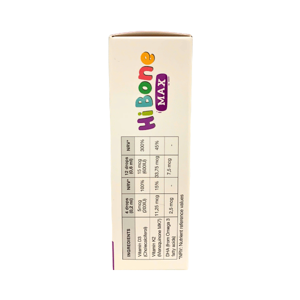 Thực phẩm bảo vệ sức khỏe HiBone Max - Dung dịch nhỏ giọt 20ml bổ sung Vitamin D3, K2, DHA hỗ trợ hấp thu canxi, giúp xương răng chắc khỏe và giảm nguy cơ còi xương.