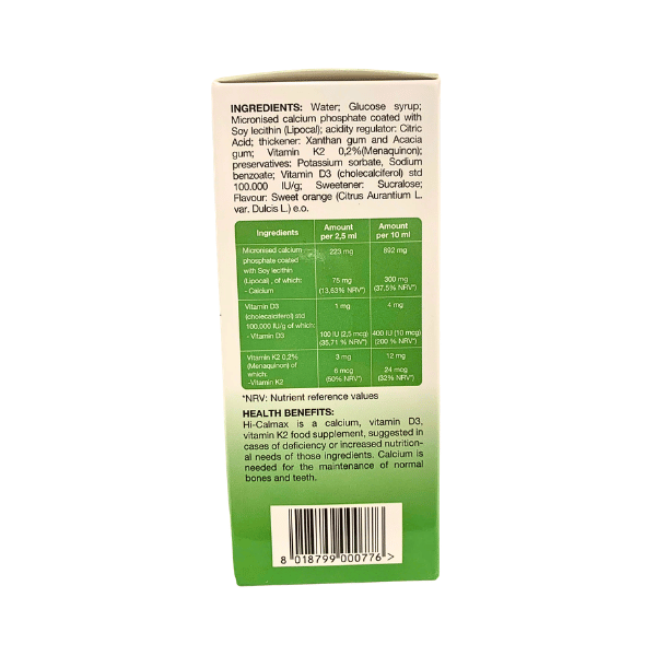 Siro Hi-Calmax ActivMedi Lọ 100ml - Bổ Sung Canxi Sinh Học Lipocal, D3, K2 Nhập Khẩu Ý Hỗ Trợ Xương Răng Chắc Khỏe Và Giảm Còi Xương Ở Trẻ Nhỏ