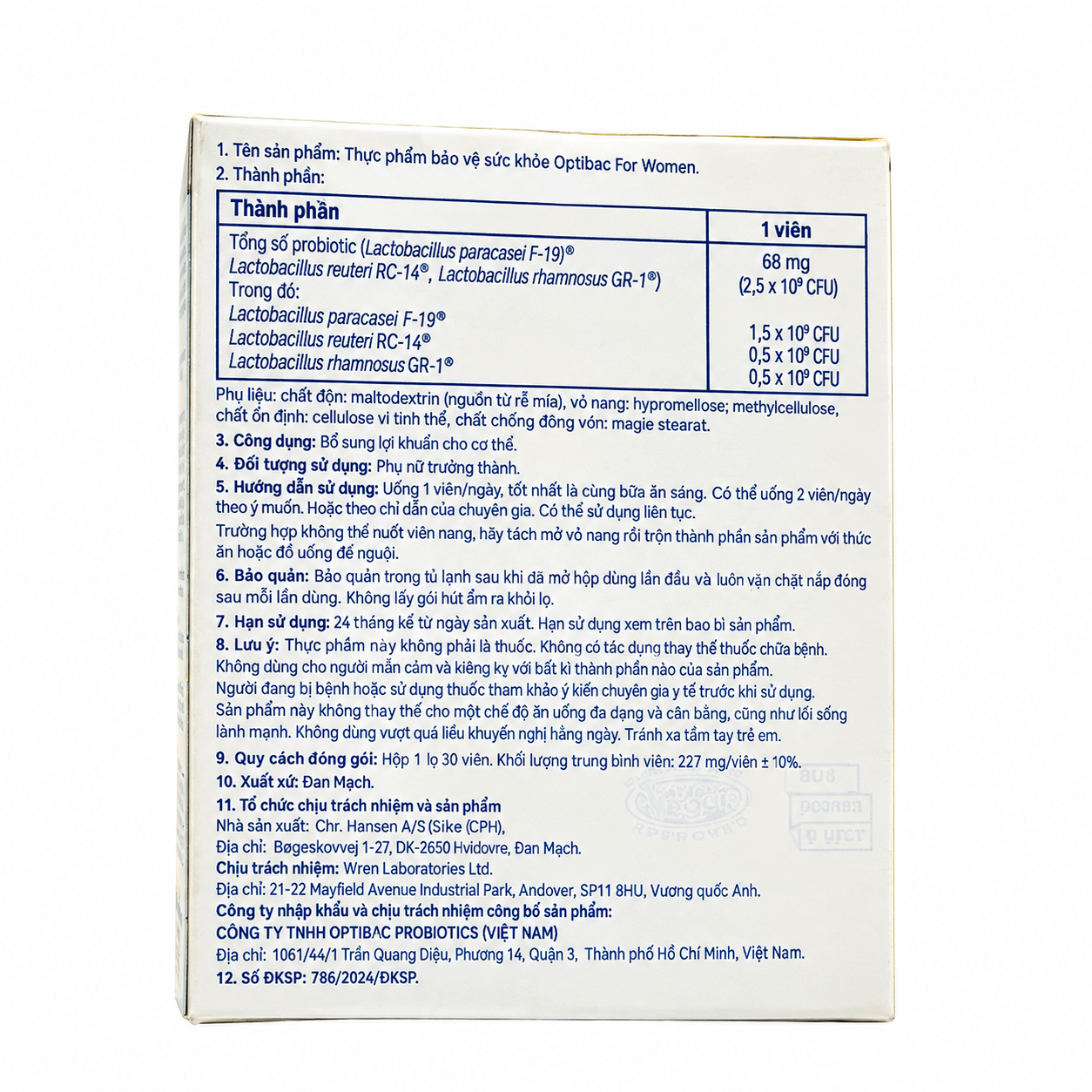Thực phẩm bảo vệ sức khỏe Optibac For Women – Bổ sung lợi khuẩn cho phụ nữ, hỗ trợ duy trì hệ vi sinh vùng kín, 30 viên nang