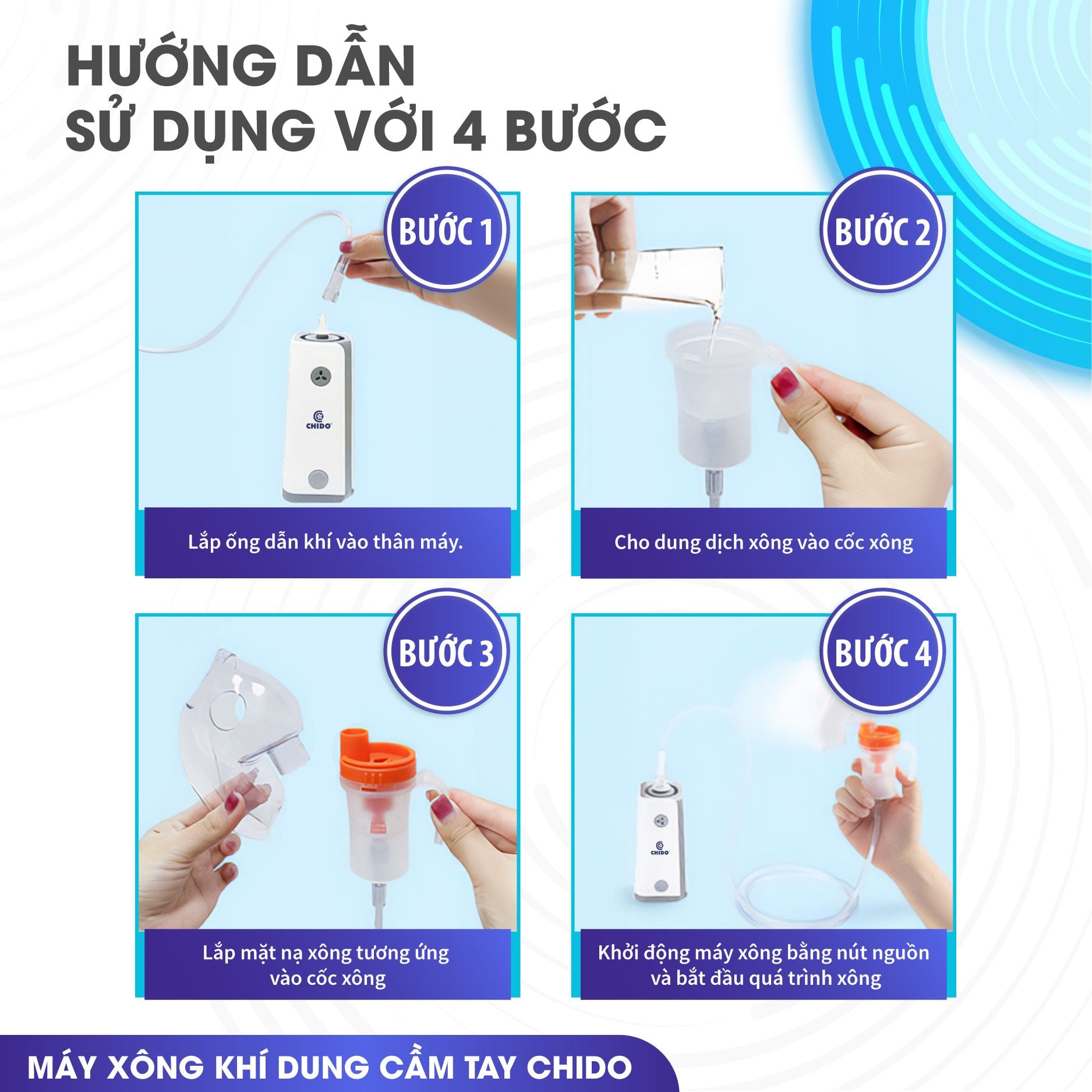 Máy xông khí dung CHIDO cầm tay - phiên bản mới CNB69026 - pin sạc