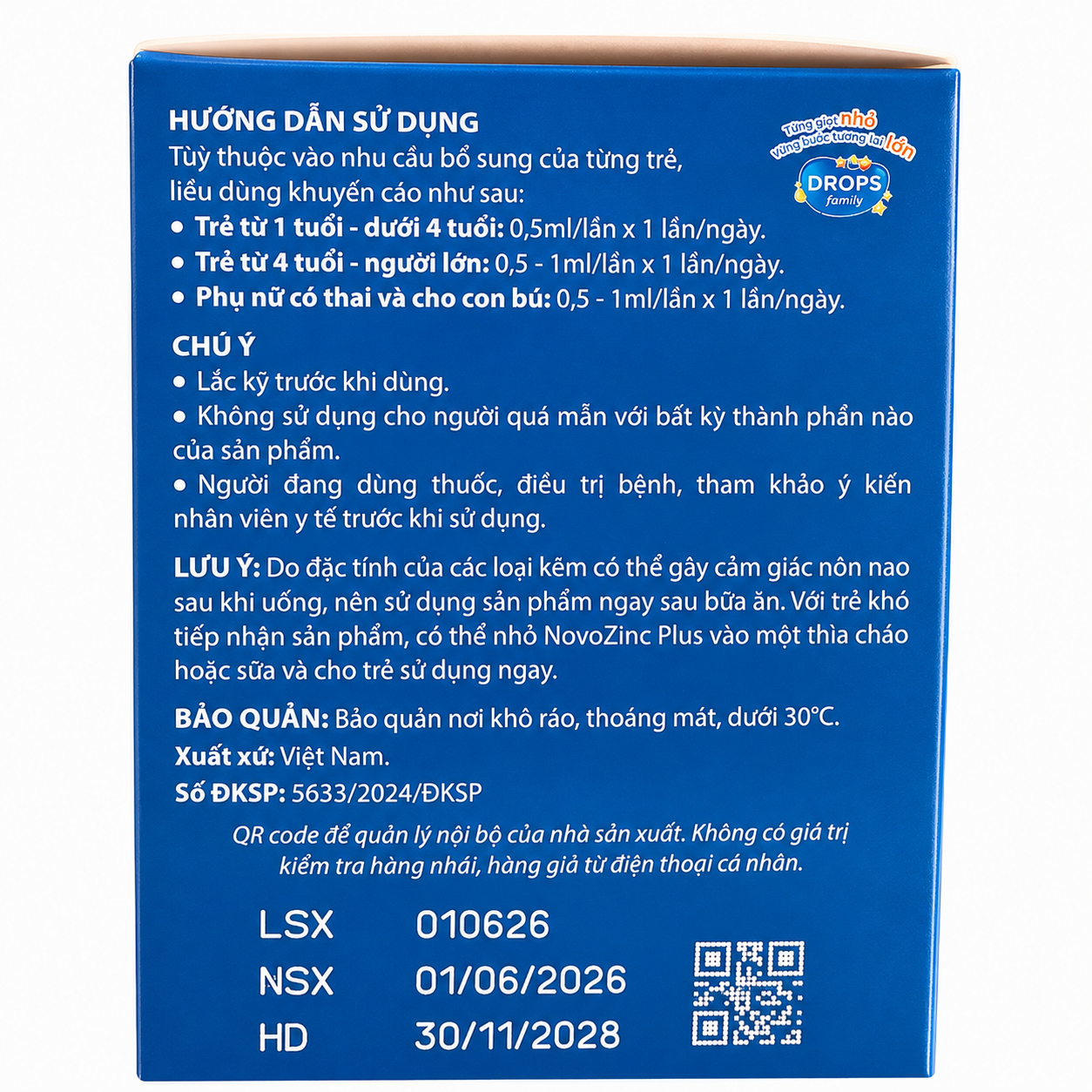 Kẽm hữu cơ NovoZinc Plus 20 tép x 0.5ml – Bổ sung kẽm và L-Lysine, kích thích thèm ăn trẻ