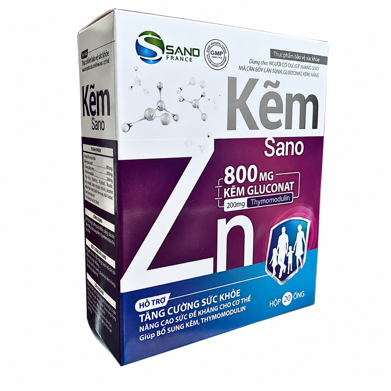 Kẽm Sano – Siro bổ sung Kẽm Taurin Thymomodulin tăng đề kháng (Hộp 20 ống x 10ml)