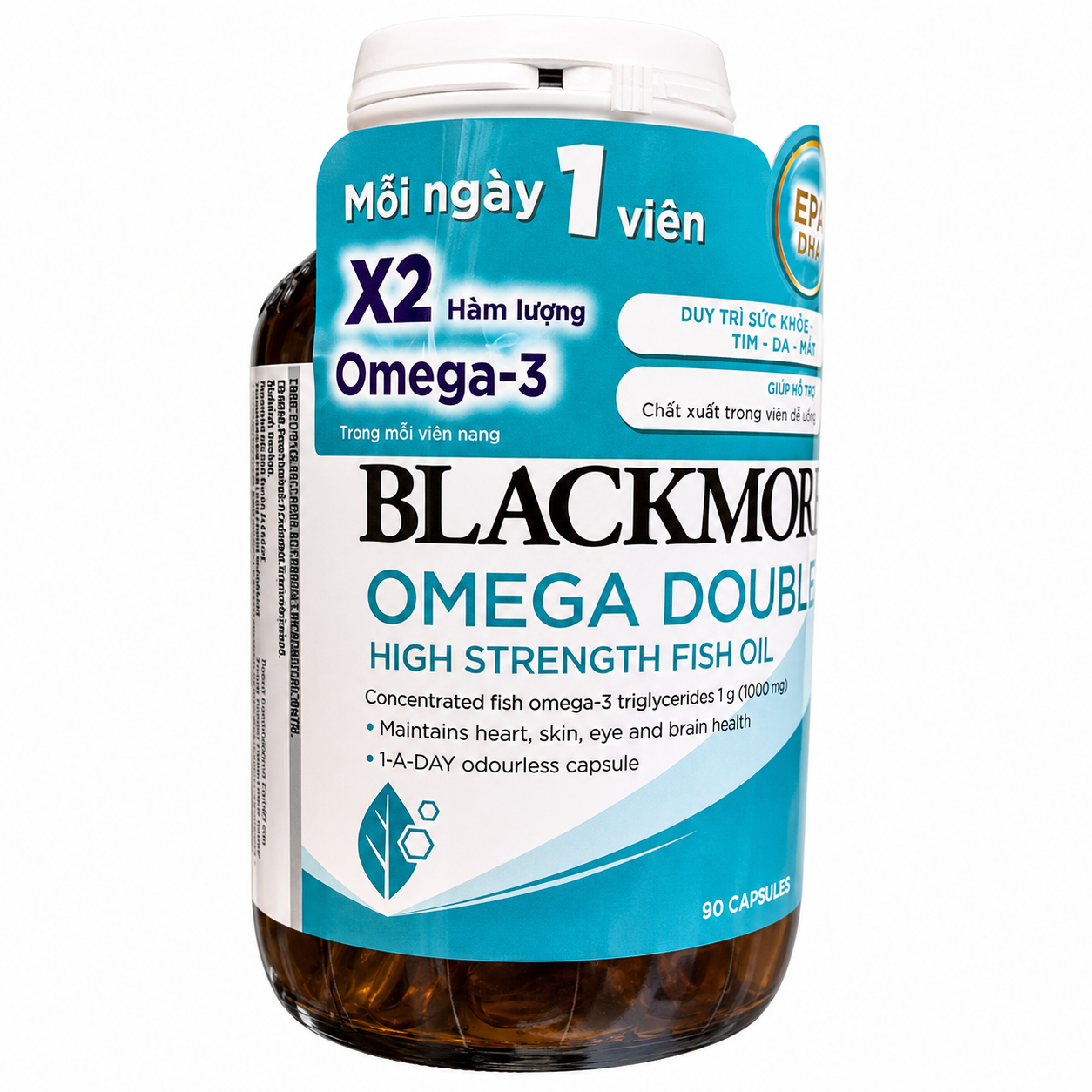 Blackmores Omega Double High Strength 90 viên – Dầu cá Omega-3 gấp đôi hàm lượng, hỗ trợ sức khỏe tim mạch, não bộ, mắt và da.