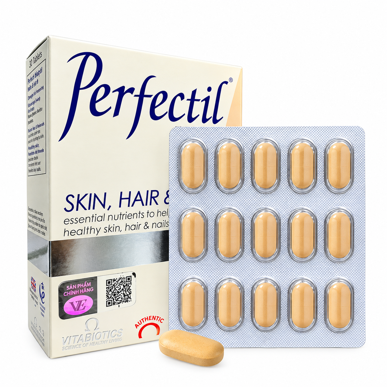 Perfectil Tablets – Thực phẩm bảo vệ sức khỏe bổ sung vitamin, khoáng chất hỗ trợ sức khỏe da, tóc và móng – Vitabiotics – Hộp 30 viên
