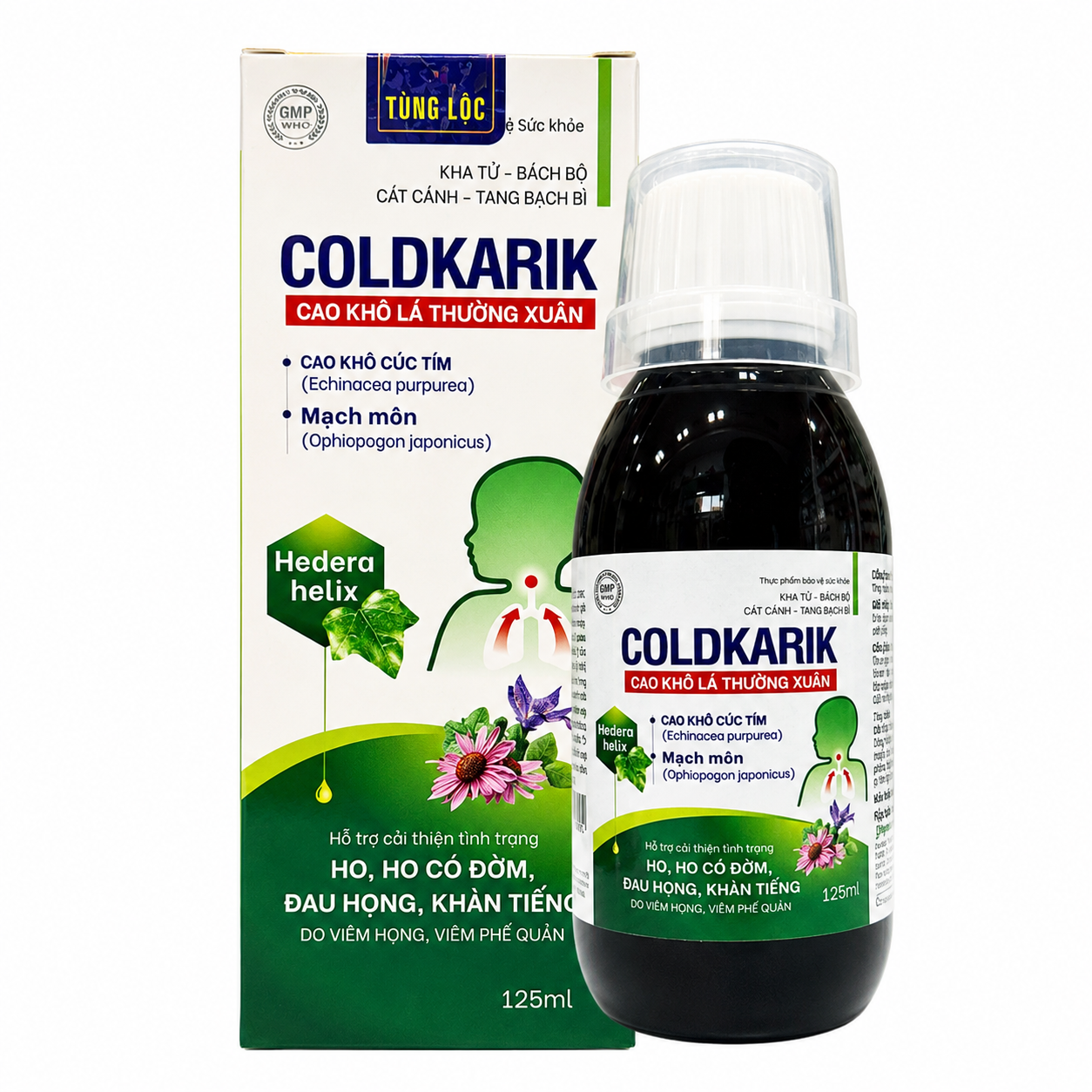 Siro ho Coldkarik Cao Khô Lá Thường Xuân 125ml hỗ trợ cải thiện ho, ho có đờm, đau họng, khàn tiếng cho trẻ từ 2 tuổi và người lớn