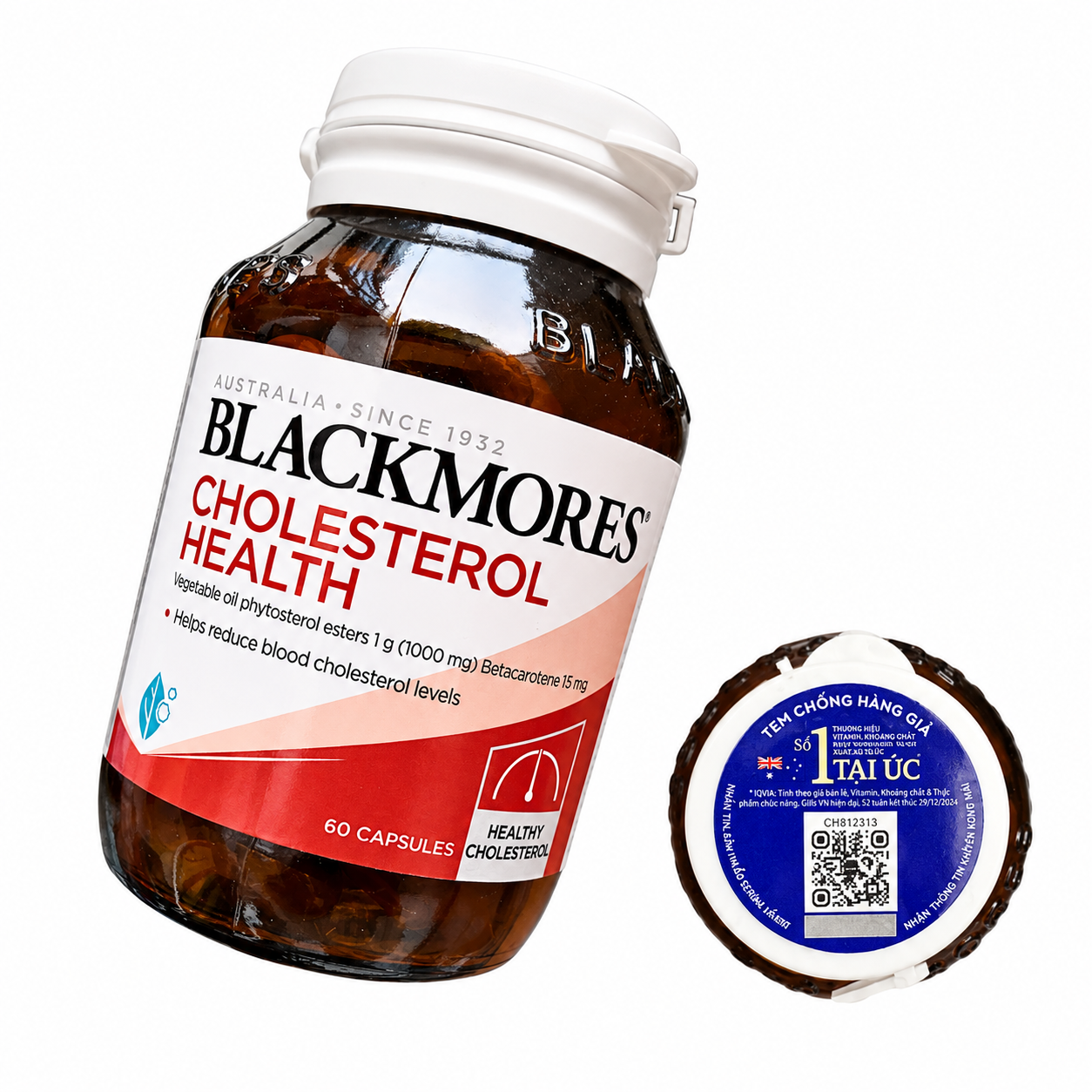Blackmores Cholesterol Health 60 Viên Nang Mềm – Hỗ Trợ Giảm Hấp Thu Cholesterol Ở Ruột, Duy Trì Cholesterol Khỏe Mạnh, Phytosterol 1000mg + Betacarotene 1.5mg