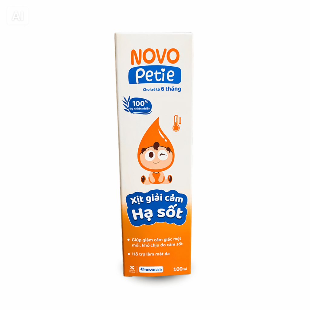 Xịt Giải Cảm Hạ Sốt Novo Petie (Chai 100ml) - Hỗ Trợ Làm Mát Cơ Thể Và Giảm Cảm Giác Khó Chịu