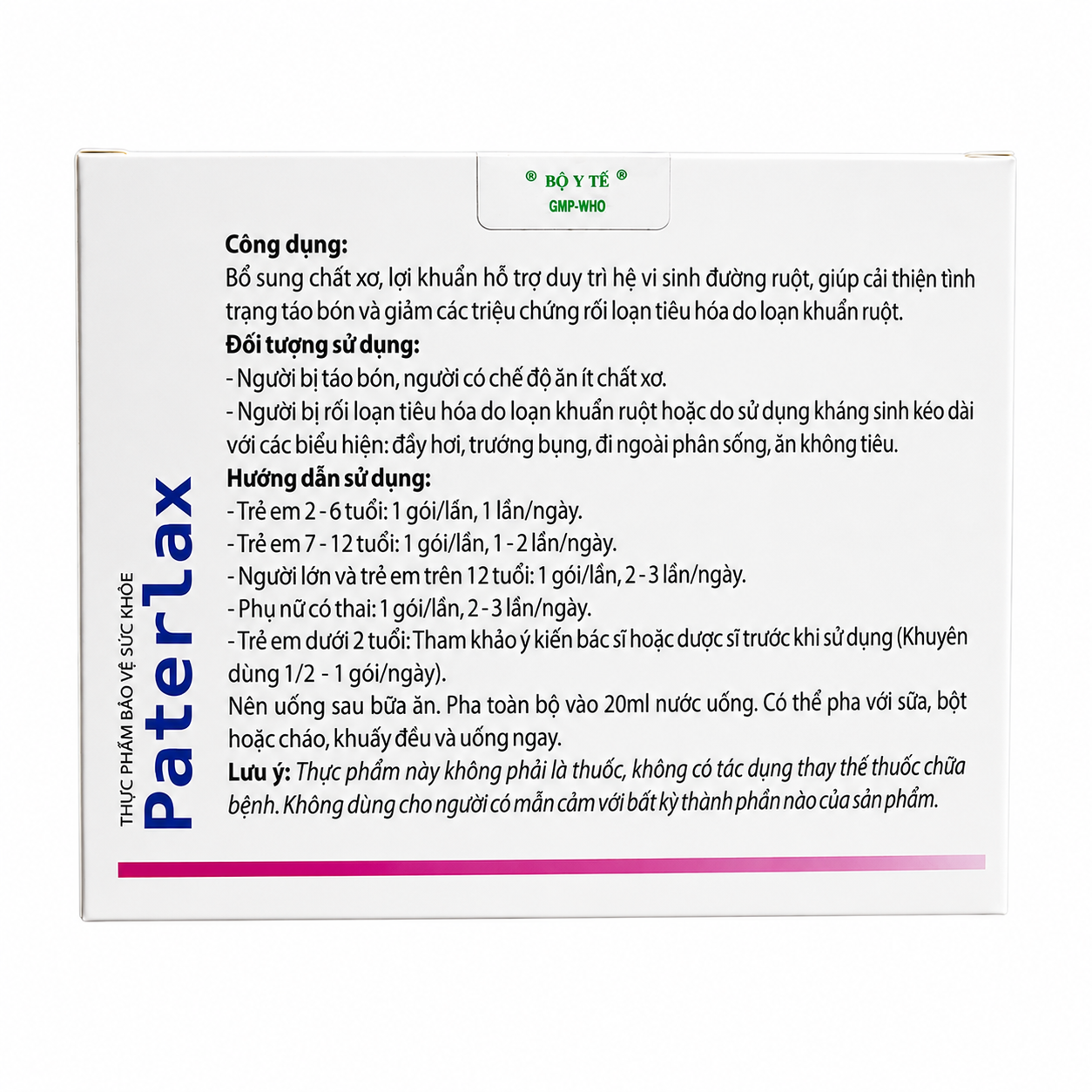 Cốm tiêu hóa Paterlax bổ sung chất xơ và lợi khuẩn, hỗ trợ giảm táo bón, hộp 30 gói x 3g.