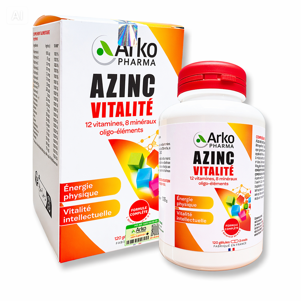 Viên Uống Bổ Sung Vitamin Và Khoáng Chất Azinc Vitalité Arkopharma (Hộp 120 Viên) - Hỗ Trợ Giảm Mệt Mỏi, Tăng Cường Sức Đề Kháng